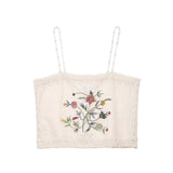 Fongt Women's Explosive Knitted Embroidered Small Color Daisy Sling + Shorts Set