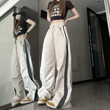 Side Zip Up Contrasting Straight Leg Sweatpants-Outfit