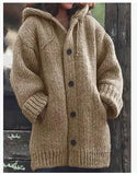 Fongt Pure Color Loose Autumn And Winter Warm Sweater Jacket Long-Sleeved Knitted Long Hoodie Number Women's