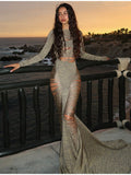 Fongt Simple Design Sliced Knitted Fishtail Dress 2025 New Dress