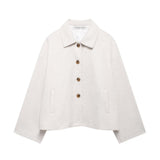 Fongt Women's ZA Autumn And Winter Street Fashion Short Shirt Collar Collar Hair Coat