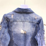 Jacket Woman 2022 Spring Autumn Industrial Beads Embroidered Stereo Flowers Holes Jeans Coat Female Jacket Abrigo