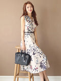 Fongt Sister Fan V-Neck Broken Flower Dress 2025 Women's Fashion Trendy City Sweet Print Dress