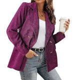 Jacket Sexy V Neck Small Suit Jacket Autumn New Women blazer Slim Solid Color Long Sleeves Coat Elegant Office Lady