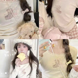 Pure Bear Printed Bottoming Shirt Women-Outfit