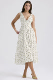 Fongt Summer New Body-Body Sling Dress Fashion Print V-Neck Temperament Dress