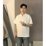 Fongt Short-Sleeved Men Polo Shirt Handsome Summer Hip Men's Shoulder Shirt Collar T-Shirt Niche Cotton Five-Sleeve