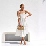 Fongt Years Fresh And Sweet Word Skirt Long Small Sling Dress-88196-Outfit