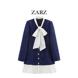 Fongt Homemade New Women's Dress Classic Chest-Bunted Bows Little Xiangfeng Heavy Industry Dress