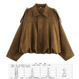 Fongt Spring Pilot Jacket Bat Sleeve Zipper Loose Tuffen Jacket Women's Casual Jacket