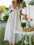 Ruched Tie-Up Strappy Maxi Dress-Outfit