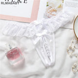 Women Pearl Crotch Open Lace Thong Slim Transparent Lingerie G-String Solid Color Girl Temptation Massage Underwear Panties 515