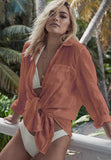 Fongt Blouse Wrinkle Cloth Vacation Bikini Sunscreen Shirt Shirt Beach Sunscreen Clothing