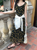 Fongt Xixi 2025 Summer New Korean Version Of High-Waisted Holiday Sling Dress V-Neck Print Pure Desire Skirt 88340