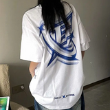 Phantom Letter Print Oversized Short Sleeve Tee-Outfit