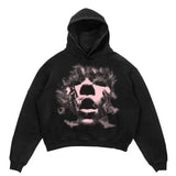 Vintage Gothic Skeleton Hoodie Autumn And Winter Hip Hop Long-Sleeved Coat Loose Hooded Sweatshirt-Outfit