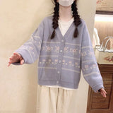 Cute Floral Vintage Cardigan Sweater V Neck