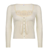 Spring And Summer New Women's Wear Solid Color Lace Edge Retro Sweet Square Collar
