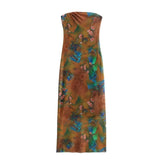 Fongt Women's Clothing 2025 Spring New Fashion Temperament Print Net Embossed Fan Flute Dress