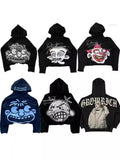 Men's Hoodie Y2K Original Hip-Hop Cartoon Graphic Print Pullover Fashion Leisure Loose Sports Shirt Man-Outfit