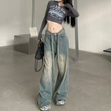Tie Strap Seam Detail Vintage Washed Jeans-Outfit