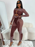 Fongt 2024 Women's Two-Colored Tight-Studded Long-Sleeved