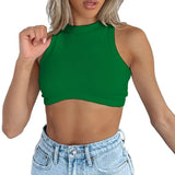 Fongt Women's New Women's Sexy Sleeveless Round Neck Rib Knit Vest Crop