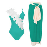 Sexy Fashion One Piece Swimsuit Solid 3D Flower Summer Women Swimwear Beachwear Summer Luxury Monokini Bathing Suit-Outfit