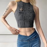 2024 Summer New Women's Fashion Trend Round-Neck Sleeveless Closed Umbilical Pocket