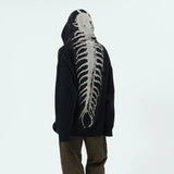Skeleton Print Fuzzy Graphic Hoddie-Outfit