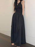 Fongt 2025 New Fresh Sweet Wind Solid Color Repair Waist Fashion Splicing Design Long Dress Dress
