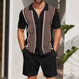 Fongt Men's Men's Ice Sleeve Jackal Two-Piece Knits Casual Polo Shirt Set