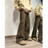 New Leopard Print Design Sense Hiphop High Street Pants Men's Vibe Tide Brand Straight Tube Micro Pants-Outfit