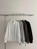 [Daihe] Autumn New Leisure Collar Pull Rope Versatile Temperament Even Sleeve Relaxed Shirt Coat Female H7477-Outfit