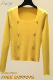 Cropped Sweater Women Clothes Long Sleeve Pullover Knitted Top Autumn Jumpers Korean Fashion Womens Sweaters Jersey