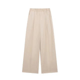 Fongt Summer New Women's Casual V-Neck Bow Tie And Suit Top Straight Trousers Set