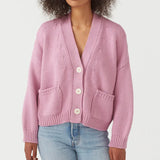 Fongt / Winter New Sweater Women's Long Sleeve Pocket Single Breasted V-Neck Knit