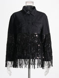 Fongt Design 2025 New Loose Hole Denim Jacket Tuxedo Denim Jacket Women's Dress Autumn