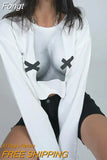 Printed Sweatshirts for Women 2023 Autumn Abstract Pint Long Sleeves O Neck Pullovers Y2K Streetwear Crop Tops
