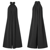 ZANZEA Fashion Women Jumpsuits Summer Pleated Wide Leg Overalls Casual Solid Sleeveless Loose Button Up Oversized