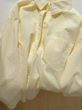 Fongt Salt Cheese ~ Cream Yellow Long-Sleeved Cotton Shirt Women's Korean Version Of Loose Niche Tops