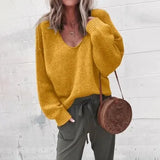 Knitted Sweater Women Streetwear V Neck Long Sleeve Pullovers Loose Solid Coat 2019 Autumn Winter Fashion Women's