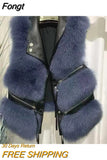 Fur Vest coat women's Lapel sleeveless buckle Slim Fit Teddy coat 2023 high street plush fur one piece