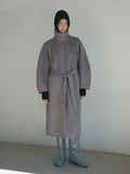[Daihe] Winter New Leisure Vertical Collar Crisp Silk Wool Vertical Silhouette Double-Sided Woolen Coat H7795-Outfit