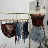 Explosion Recommended Y2k Hottie Braid Small Sling Belt With Chest Mat Tie Mesh Yarn Tidly Wrapped Bra T-Shirt
