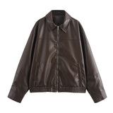 Fongt Explosion Women's Fashion Trend With Imitation Leather Bomber Jacket Jacket