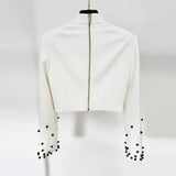 Fongt Star Fashion New Heavy Industry Pearl Nail Beads Short Top Dress Set Two Sets
