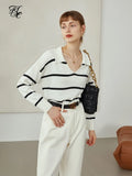 Sweater Women French Retro Striped Tops Lazy Loose Blouses Women Drop Long Sleeves Thin Sweater Women