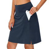 Solid Color Medium Waist Skirt Golf Skirt Sports Tennis Yoga Five-Point Skirt Trousers-Outfit
