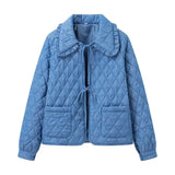 Blue Quilted Collar Jacket-Outfit